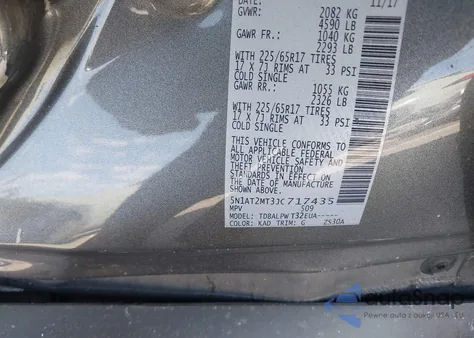 2018 Nissan Rogue S z USA, uszkodzony, nr VIN 5N1AT2MT3JC717435